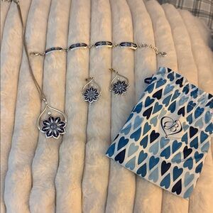 Brighton Silver and Blue Floral Necklace Set